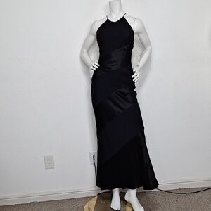 Steppin' Out Vintage NEW Black Romantic Halter Neck Strappy Maxi Dress Size 5/6